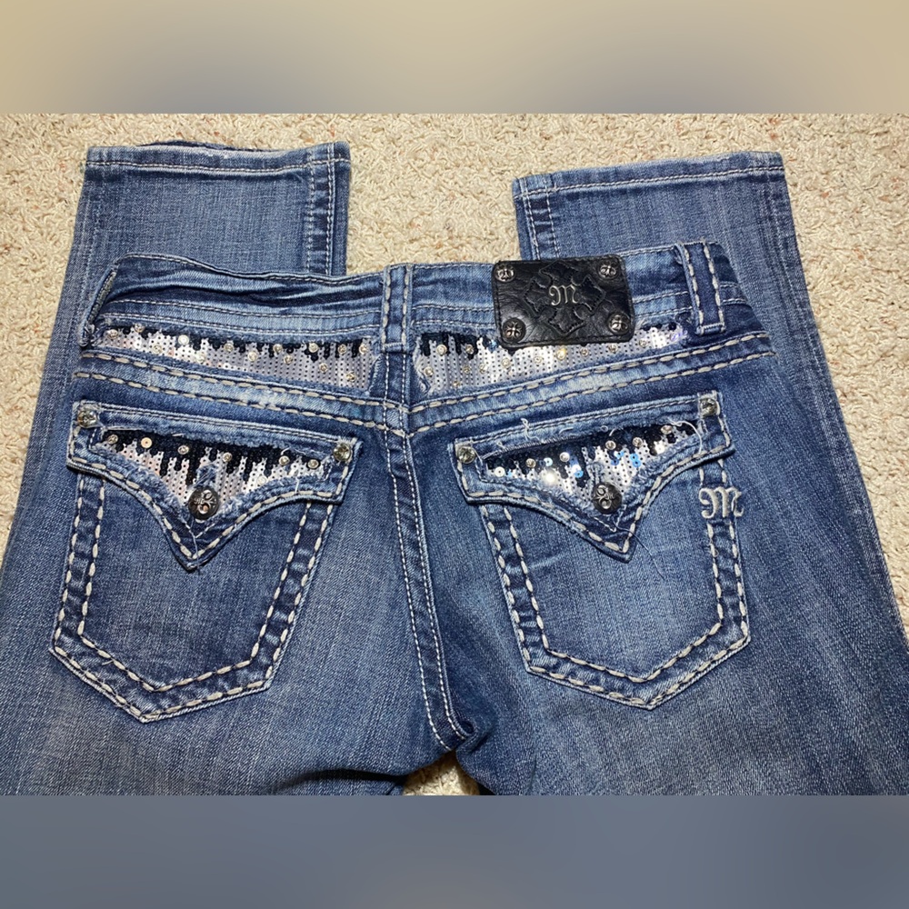 Miss Me Blue Jeans with Silver Accents